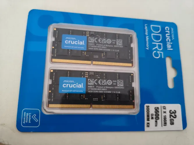 (Nova Lacrada) Memória RAM Notebook DDR5 32gb 2x16gb 5600MHz Crucial CL40