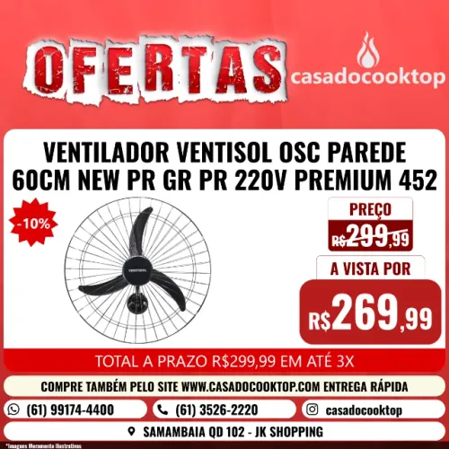 VENTILADOR VENTISOL OSC PAREDE 60CM NEW PR GR PR 220V PREMIUM 452