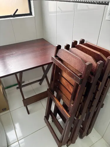 Jogo de Mesa Dobrável Madeira