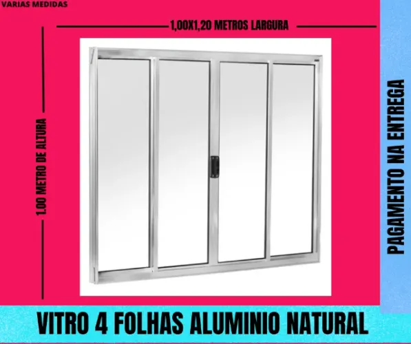 Vitro 4 folha aluminio brilhante 1,00x1,20 - cod 45 frete a/c 