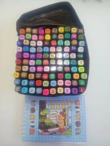 100 PCs de canetinhas touch + livro bobbie goods capa dura (volume3) 8 pags pintadas
