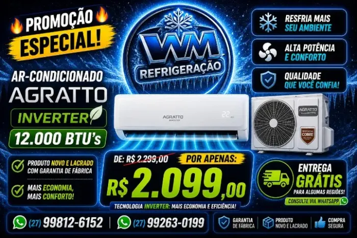 Ar Condicionado INVERTER 12000 Agratto