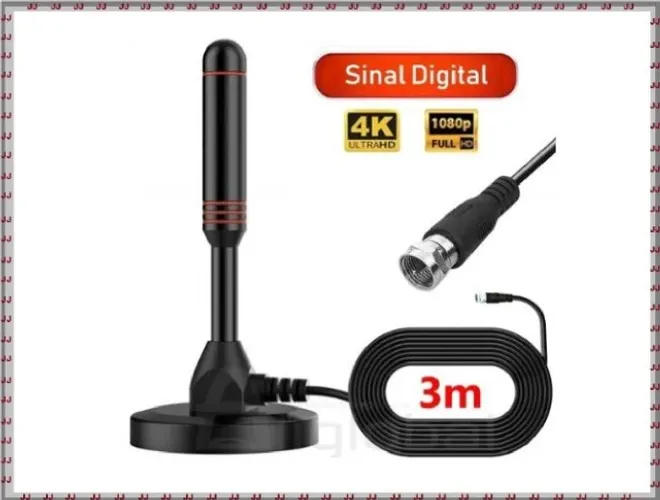 Mini antena digital com imã Presport interna ou externa 