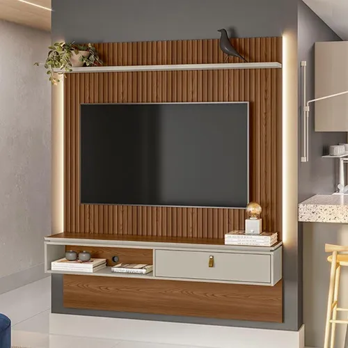 Painel Home Lumini TV Até 65" Freijó/Off White Frete Grátis
