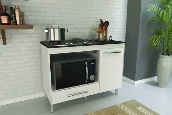 Balcão para cooktop 105 branco - FRETE GRÁTIS