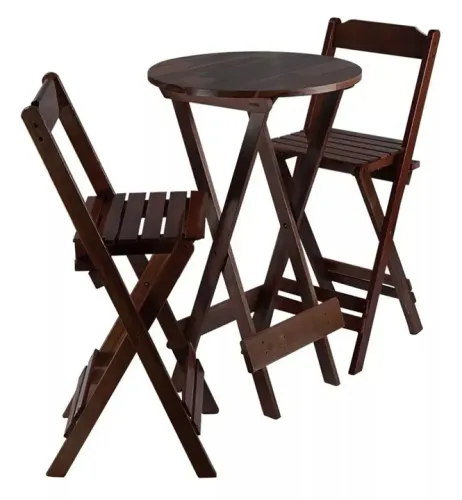 Conjunto Mesa e Cadeiras Dobráveis de Madeira