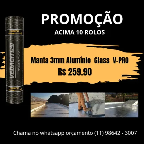 Manta Asfáltica 3mm Aluminizada Glass 