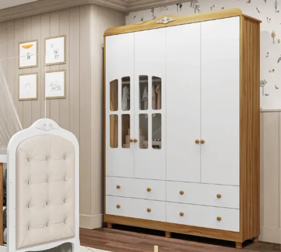 Armário Elo Janelinha 4 Portas e 4 Gavetas, 100% MDF (Novo)