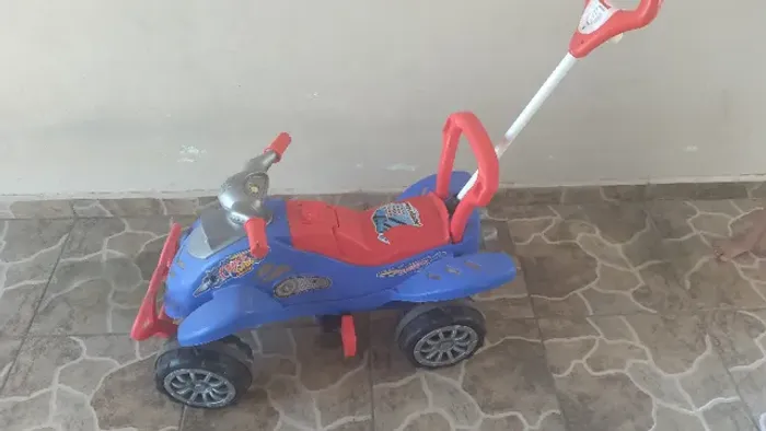 Carrinho Passeio Infantil Criança Bebe Protetor Empurrador Cor Azul