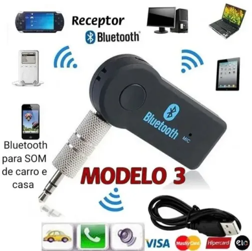 Adaptador Bluetooth p2 recarregável top para carro ou som de casa 