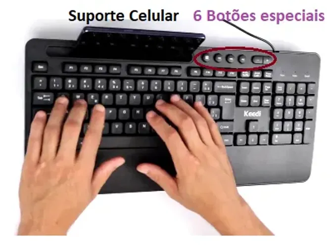 Teclado novo - Teclado Keedi - Suporte para Cel - 6 Botões especiais - teclas super macia