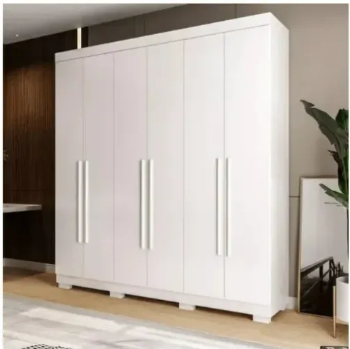 "Elegância e Funcionalidade para o Quarto: Guarda-Roupa Ágata 6 Portas em MDP - Nature com