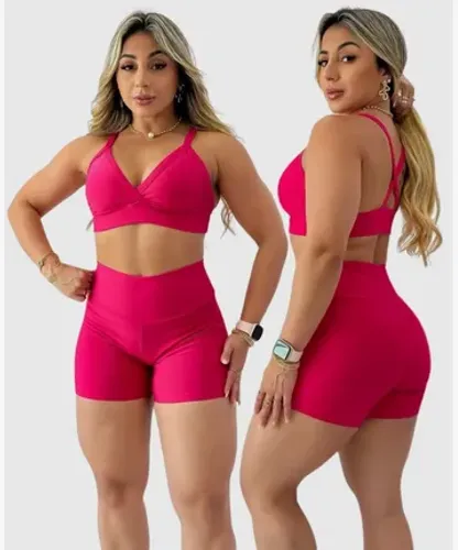 Conjunto De Academia Feminino Fitness Short E Top Cós Alto Treino z1393