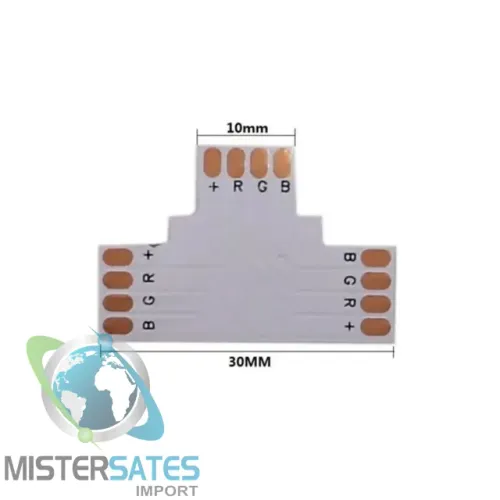 Conector Emenda Pcb Em T P/ Fita Led 5050 Rgb 10mm - COD 888