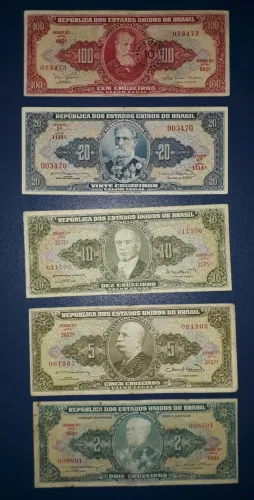 Lote de cédulas antigas cruzeiros 1967.