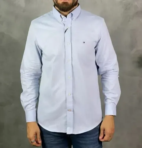 Camisa Social Manga Longa Tommy Hilfiger - Azul Claro - Tam. L (G)