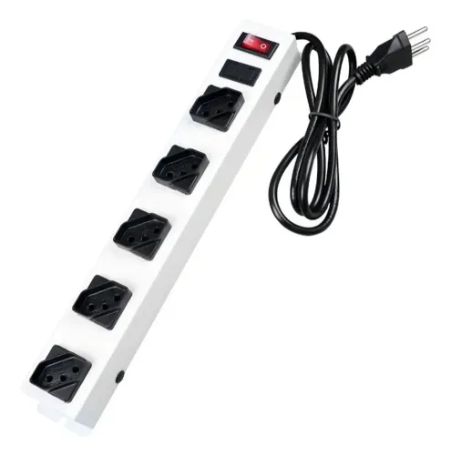 Extensão Elétrica com 5 Tomadas Metal / Cabo 1,10 M - Ideal para PC