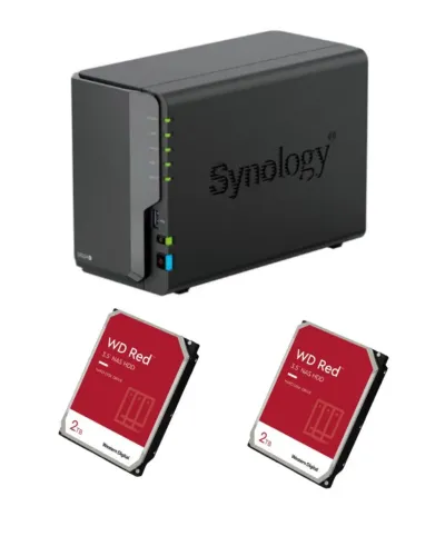 Servidor NAS Sygnology ds224+ com 2 repartições de disco (Acompanha 2 discos de 2TB WD)