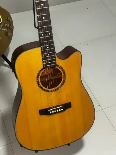 Violão Folk Crafter elétrico Hi li-te Made Korea com Bag 