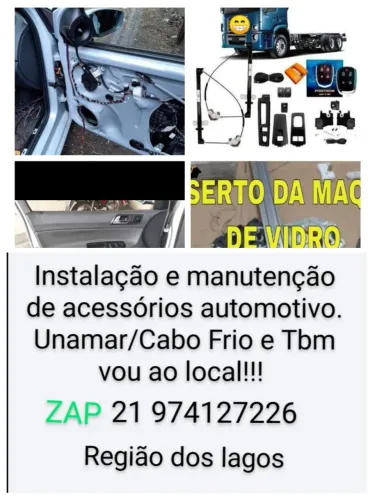 Conserto de máquinas de vidro automotivo! Tbm vou ao local, região dos lagos.