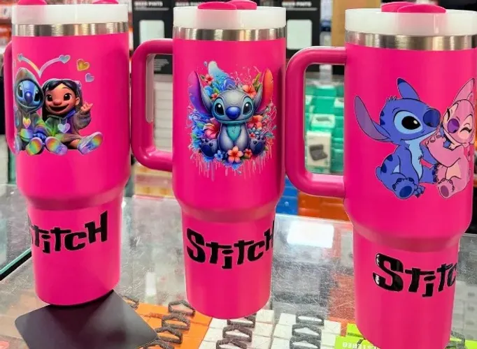 Canecas de viagem para carro Stitch Garrafa de água de copo de aço inoxidável
