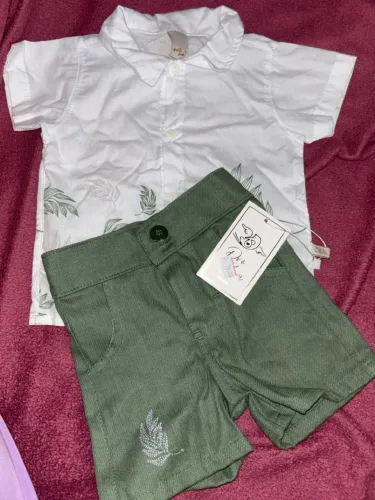 Conjunto Camisa Manga Curta e Bermuda Verde Infantil