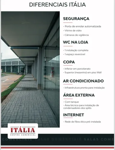 Centro Comercial Itália C/ 16 Lojas de 100m²+48 Vagas de Estac-Segurança-Vitrine P/Visibil