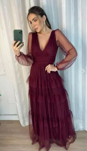 Vendo Vestido de Festa G - cor Marsala