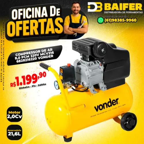 Compressor de Ar 21,6 LItros 8,0 PCM 220v MCV216 6828216220 Vonder