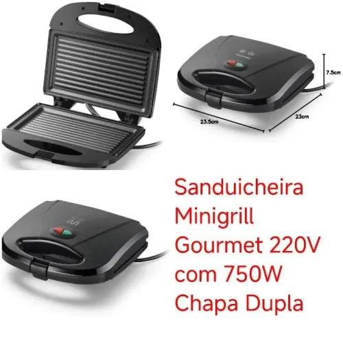 Sanduicheira/Minigrill Gourmet 220V com Chapa Dupla
