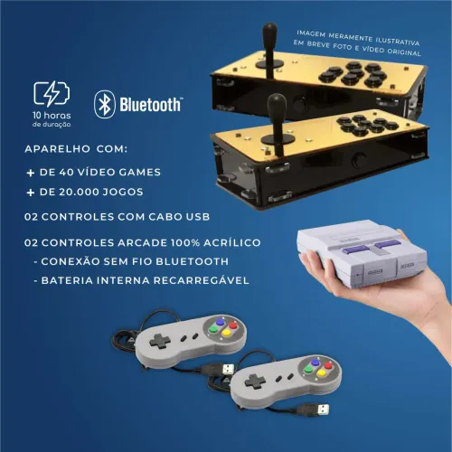 Fliperama Portátil Arcade Controle sem fio Bluetooth 