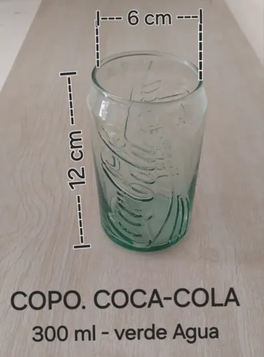 COPO COCA COLA-EM VIDRO - COLECIONÁVEL  FORMATO DA LATA  OLIMPIÁDA - COR VERDE AGUA 300 ML
