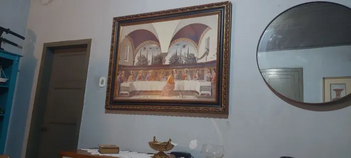 Kit: Mesa 4 Cadeiras + Buffet + Quadro Santa Ceia