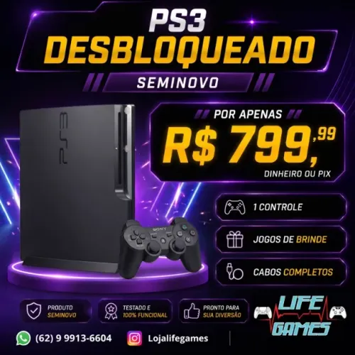 Ps3 Playstation 3 seminovo com garantia, loja física