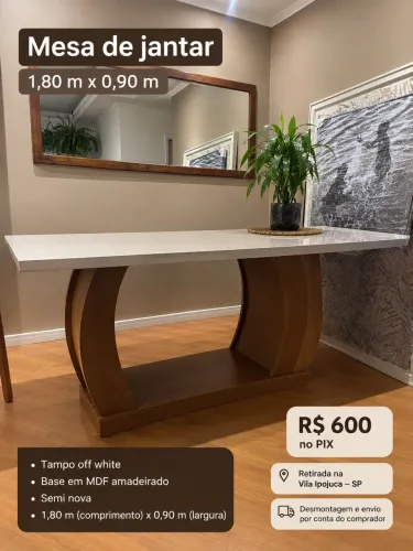 Mesa jantar seminova 1,80x,90