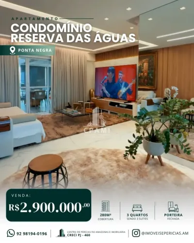 Reserva das Águas | Cobertura 280m² | 3 Suítes | Vista 360° | R$ 2,9 Milhões