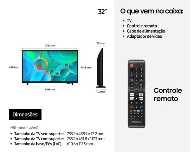 TV Samsung 32'' nova na caixa