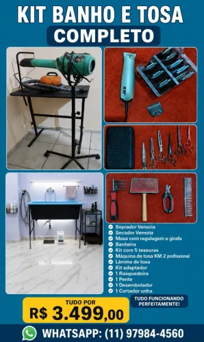 Equipamentos para Banho e tosa completo
