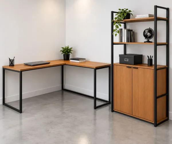 Mesa e estante