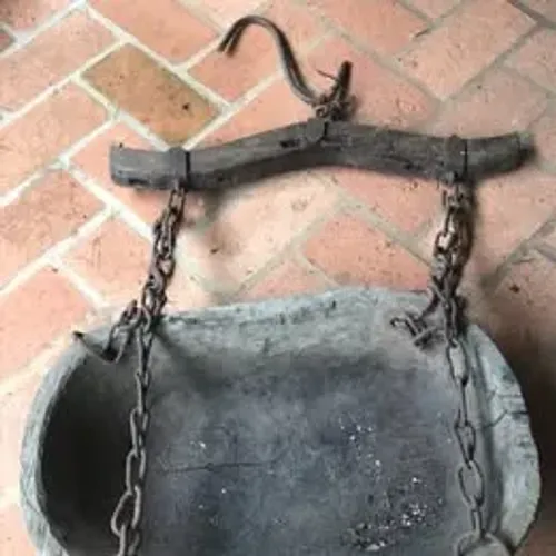 Raríssima e muito Antiga Canga de Boi com Tacho e Correntes
