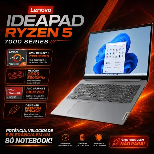 Notebook Lenovo Ryzen 5 7000 séries DDR5 (A pronta entrega)