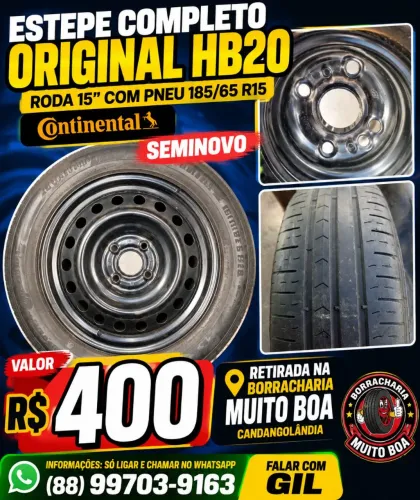 Vendo pneu estepe roda R15 original HB20 Hyundai completo