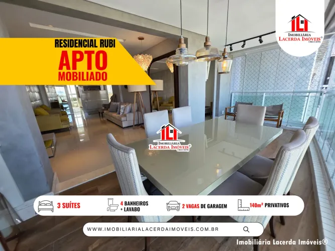 Residencial Rubi - Apartamento 3 Suítes Mobiliado com Varanda Gourmet e Ambientes Integrad