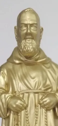 Imagem São Padre Pio 31,5cm em gesso dourado