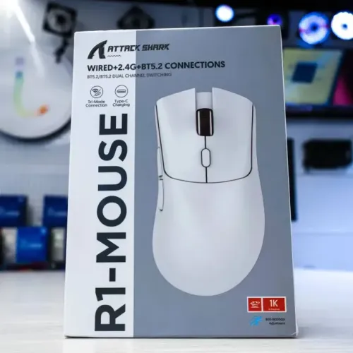 Mouse Gamer Sem Fio Attack Shark R1 Branco Tri Mode Paw3311 Novos - Super Promoção !