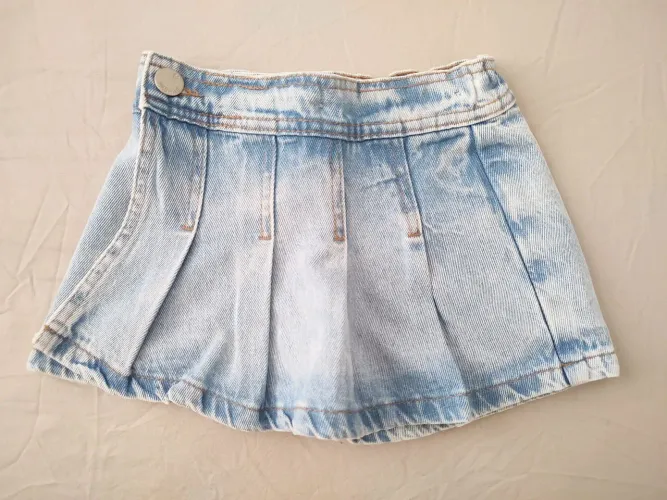 Short saia Jeans claro pregueada infantil C&A Palomino tamanho 4 muito novo