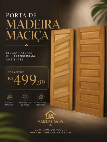 Portas de Madeira 60 cm até 80 cm timborana