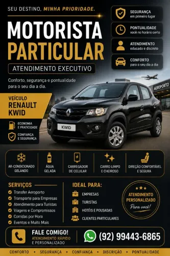 Motorista Particular em Manaus | Aeroporto, Empresas e Turismo