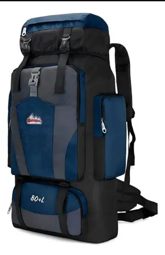 Mochila Cargueira Camping Impermeável 80Litros Travessia Trinha Cor Azul Marinho-Desenho