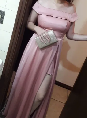 vestido de festa rosa simmetria 38